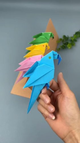 Оригами Попугайчики
